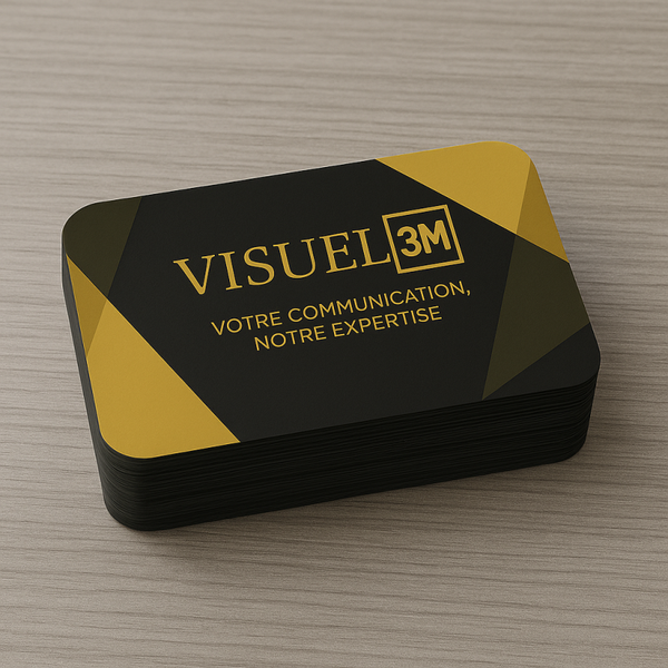 Carte de visite 300g/m² 100% recyclé nature offset, 8.5cm x 5.4cm, coins arrondis