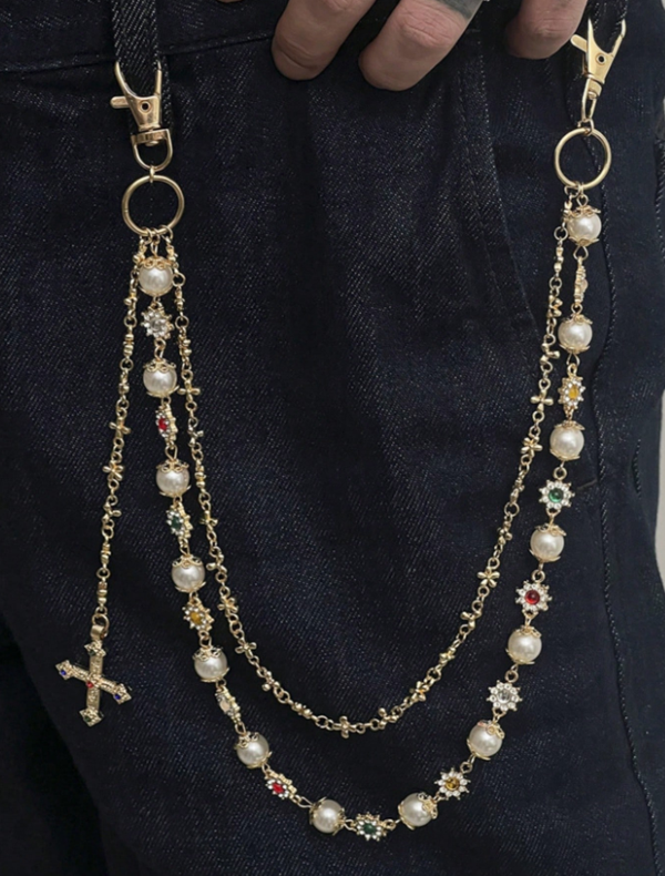 Cadena de pantalones de hombre dorada