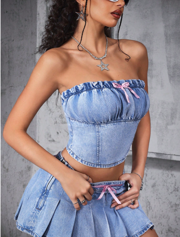 Top tubo corto de mezclilla