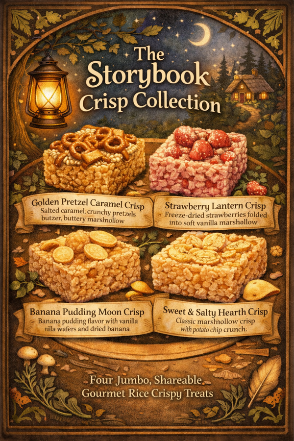 📖🍥 The Storybook Crisp Collection  Four jumbo, shareable gourmet rice crispy treats