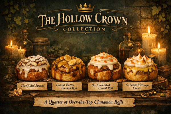 🌀 The Hollow Crown Collection  A quartet of over-the-top cinnamon rolls, each crafted as a centerpiece in its own right.