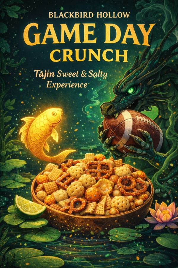 🏈 Hollow Game Day Crunch  A bold twist on our beloved Golden Koi Snack Mix, made for big plays and bigger handfuls.