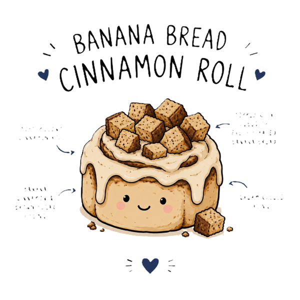🍌 Banana Bread Cinnamon Rolls  A cozy twist on two beloved classics. 3 count