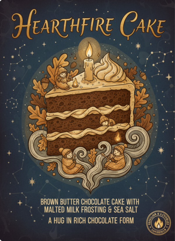 🕯️ Hearthfire Cake Slice - Brown butter chocolate cake with malted milk frosting and a touch of sea salt