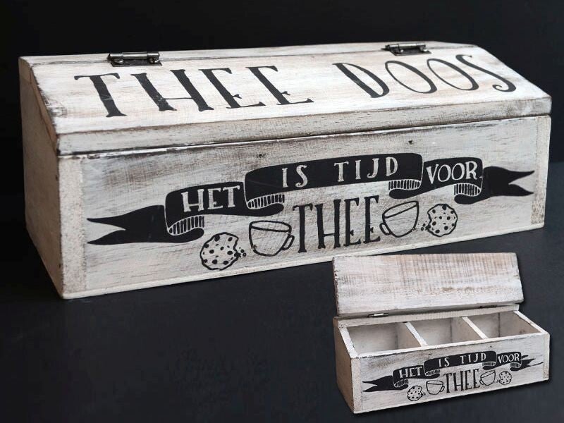 Woodart | Theedoos 'Het is tijd voor thee'