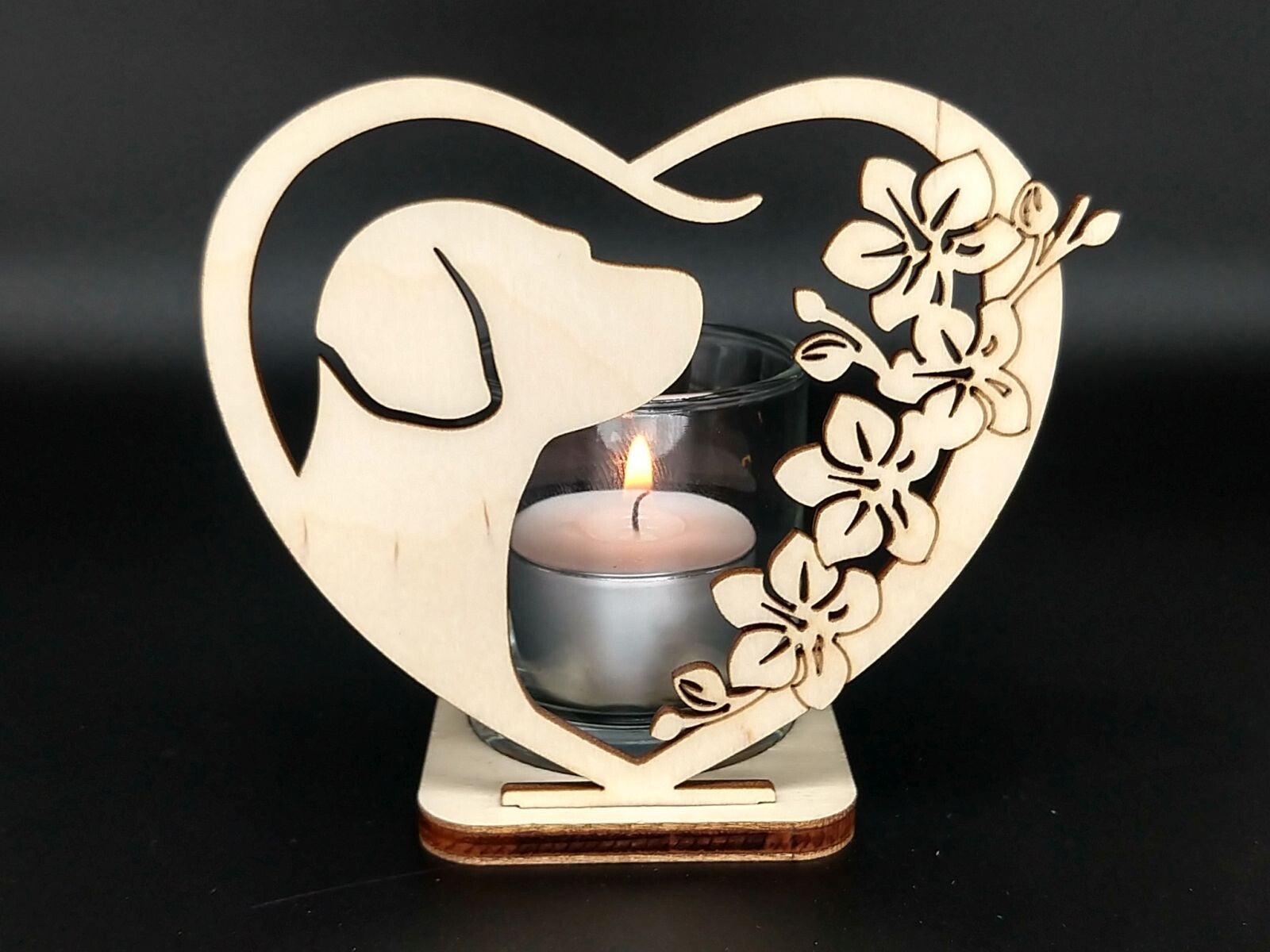 Woodart | Waxinehouder incl. glas 'Hond'