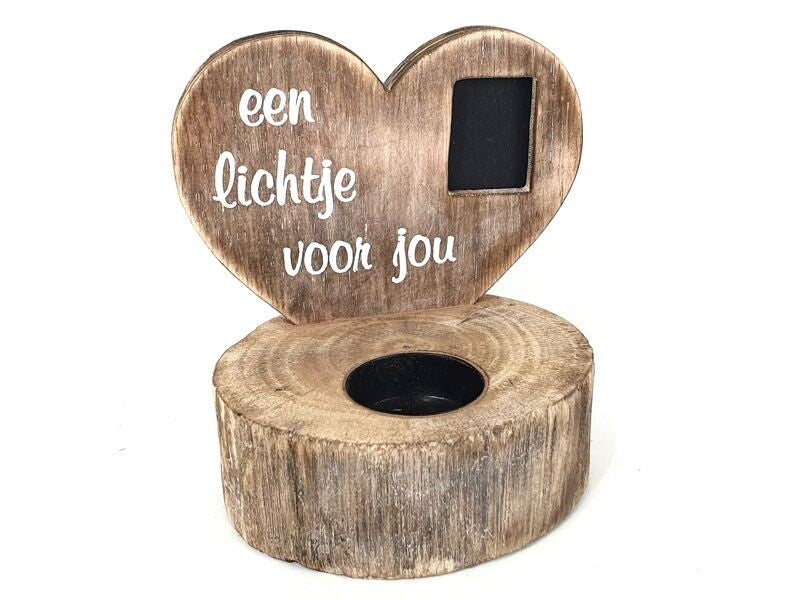 Woodart | Waxinehouder + fotohouder 'Lichtje voor jou'