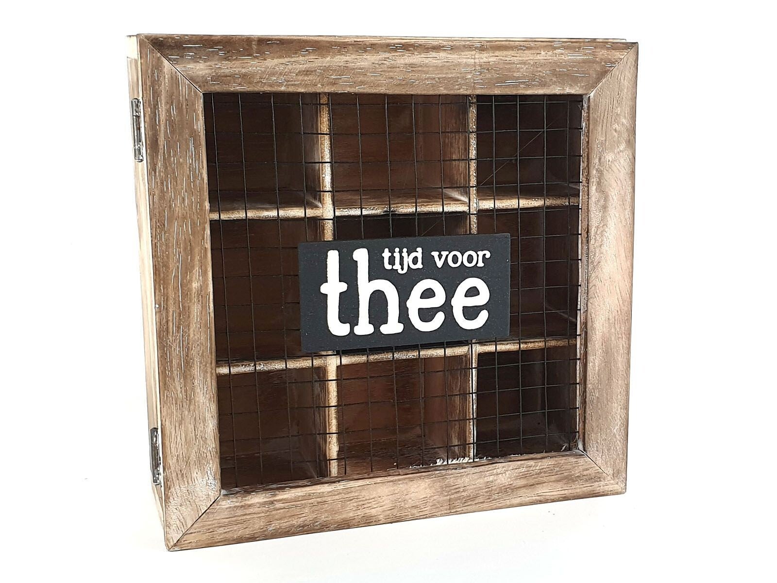 Theedoos met raster 'Tijd voor thee'