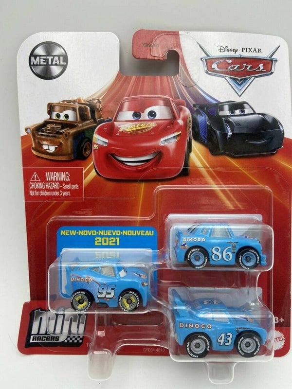 3 pack mini racers Dinoco series ( Bling Bling Lightning McQueen - The King - Dinoco Chick Hicks)
