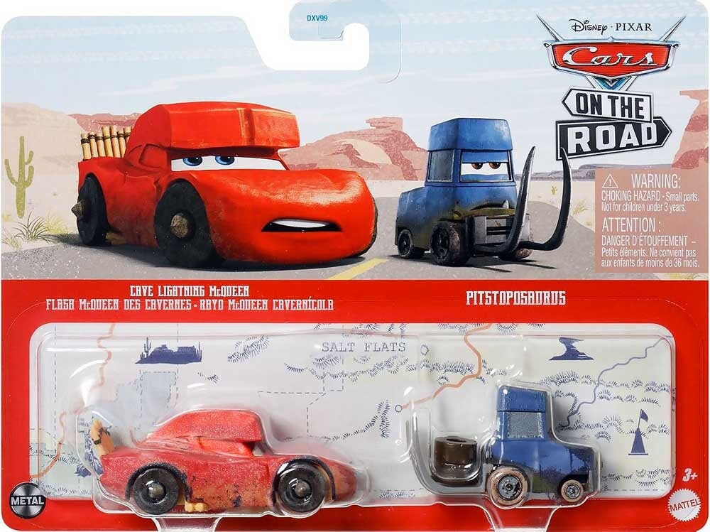 2 pack Cave Lightning McQueen en Pitstoposaure ( Cars on the road)