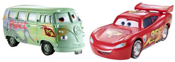 2-pack Race Team Fillmore en Lightning McQueen with travel wheels