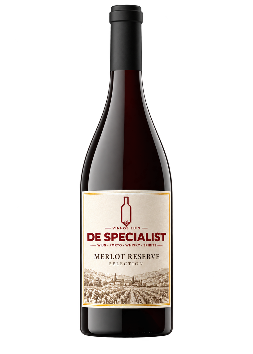 Merlot Reserve met eigen etiket van De Specialist