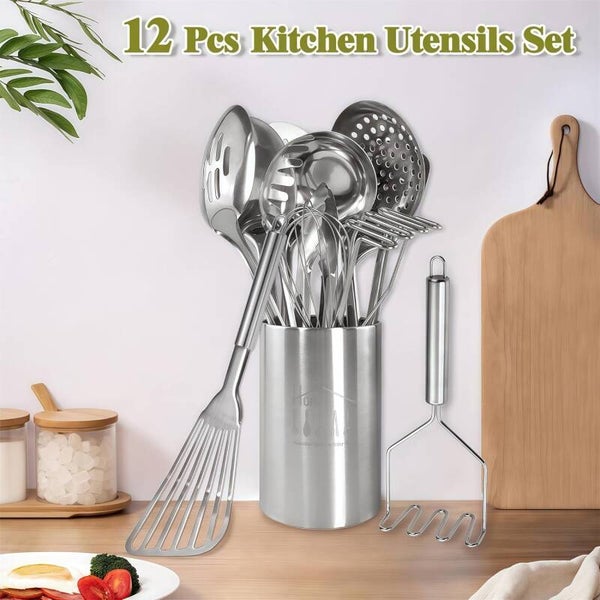 12-Piece Stainless Steel Kitchen Utensils Set