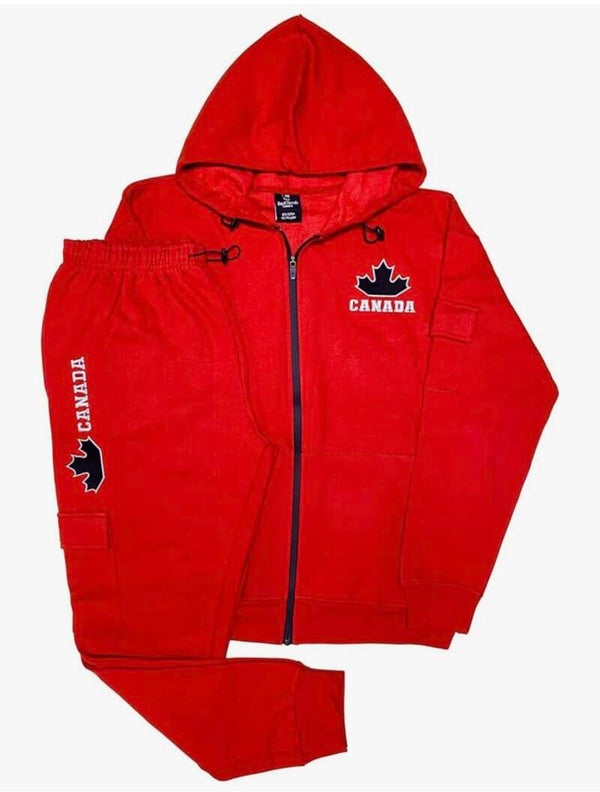 Men’s Winter Fleece Sweatsuit – Premium 2-Piece Outfit with Extra Pockets & Canada Print