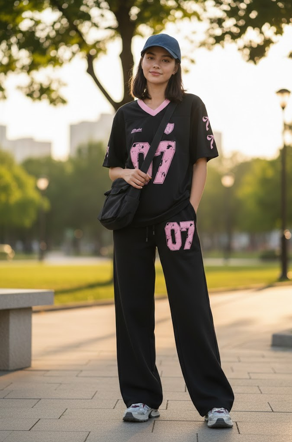 Cute Print T-Shirt & Pants Two-Piece