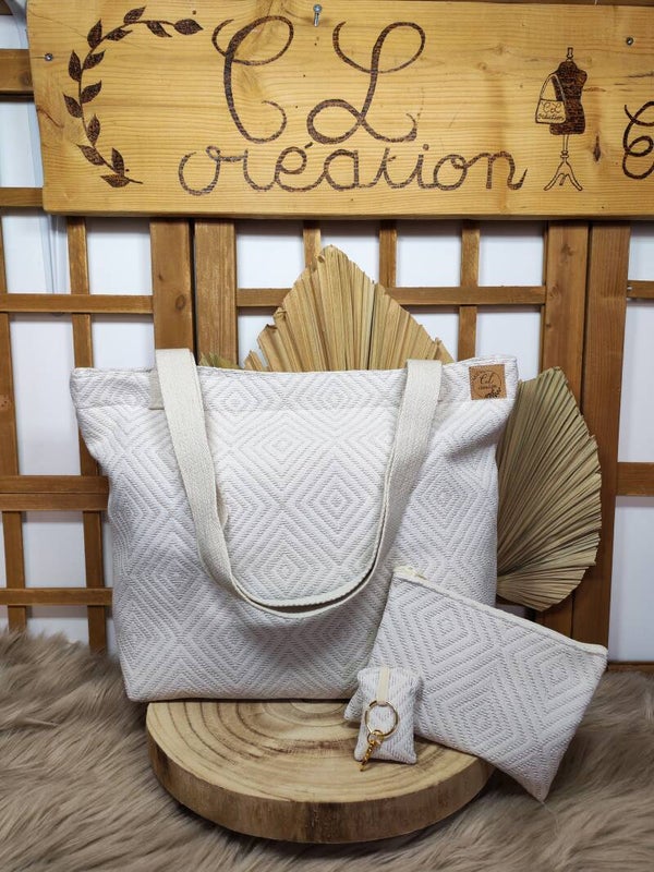 Sac à main tissu écru