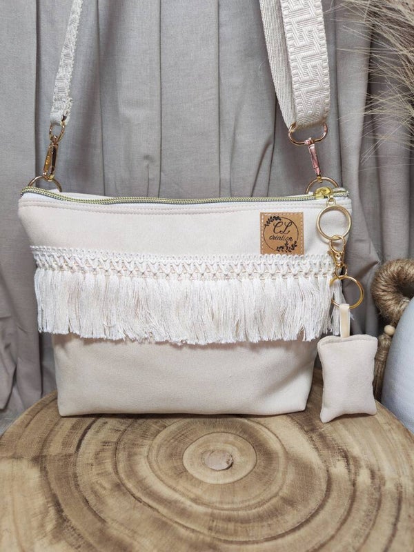 Petit sac bandoulière écru et granges