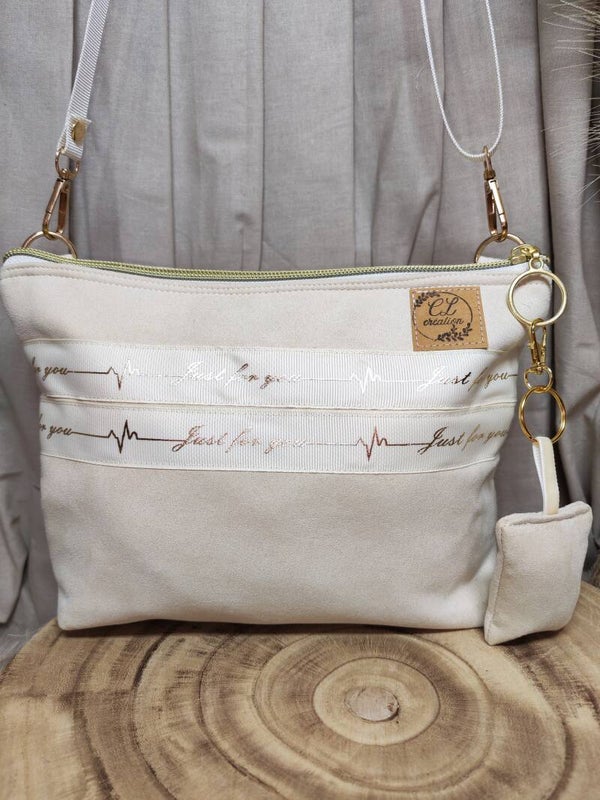 Petit sac bandoulière tissu écru