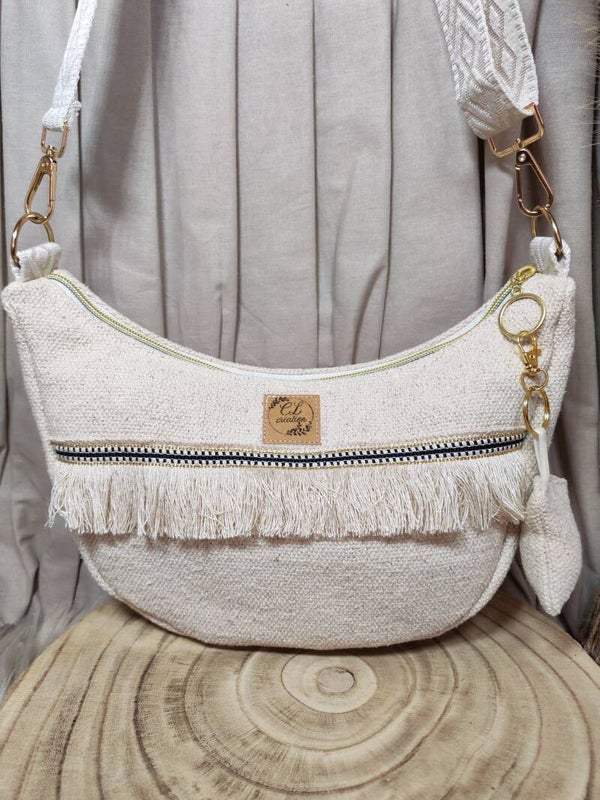 Sac demi-lune coton écru