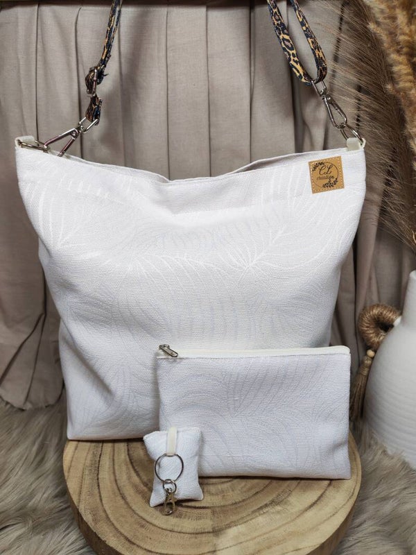 Sac bandoulière tissu écru