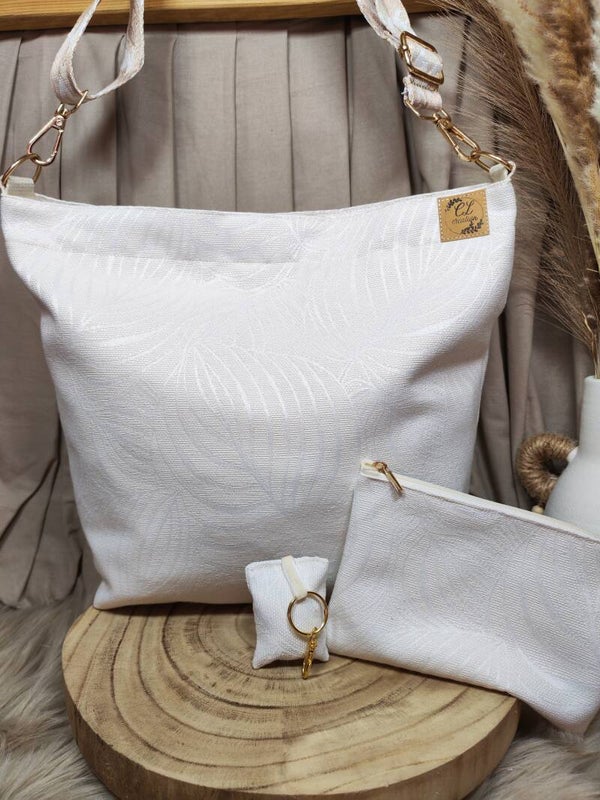 Sac bandoulière tissu écru