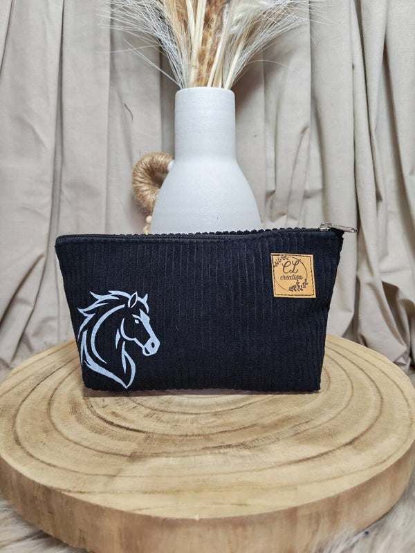 Pochette de sac velours noir cheval