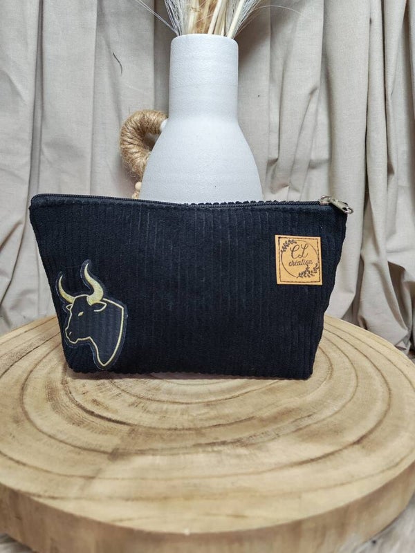 Pochette de sac velours noir taureau