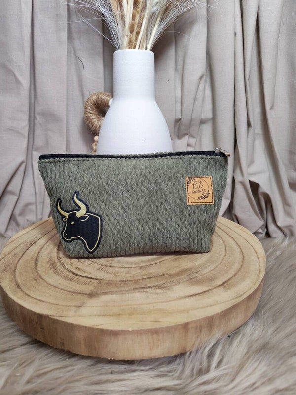 Pochette de sac velours kaki taureau