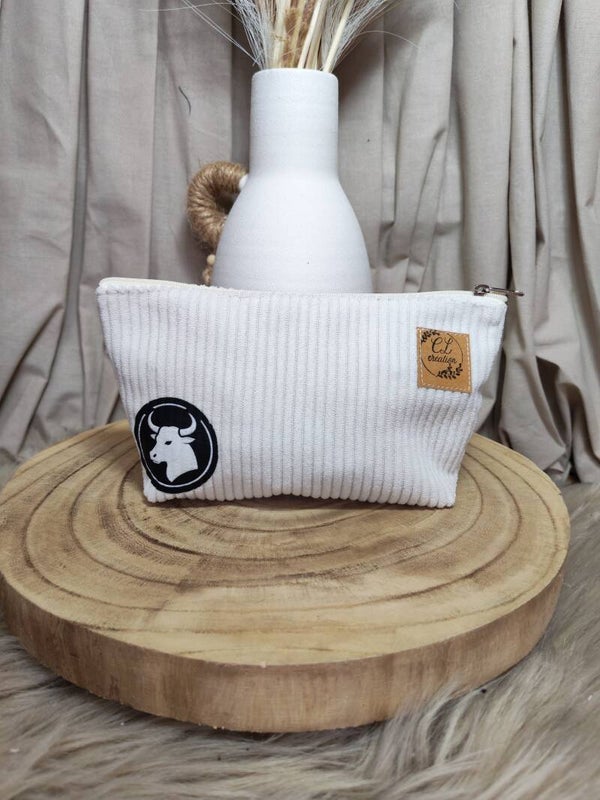 Pochette de sac velours écru taureau