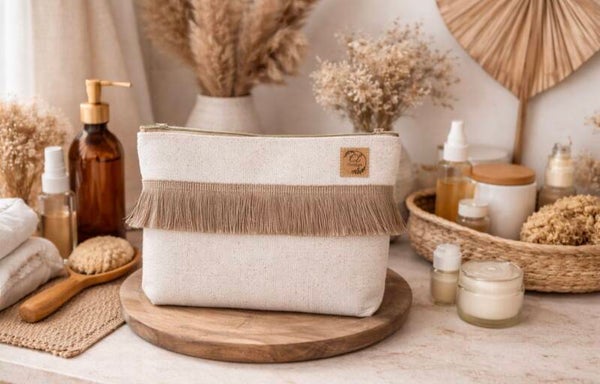 Trousse de toilette en coton beige