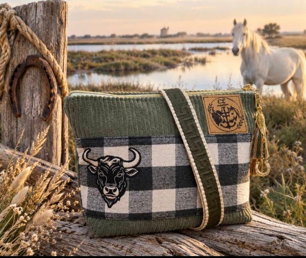 Petit sac bandoulière velours kaki