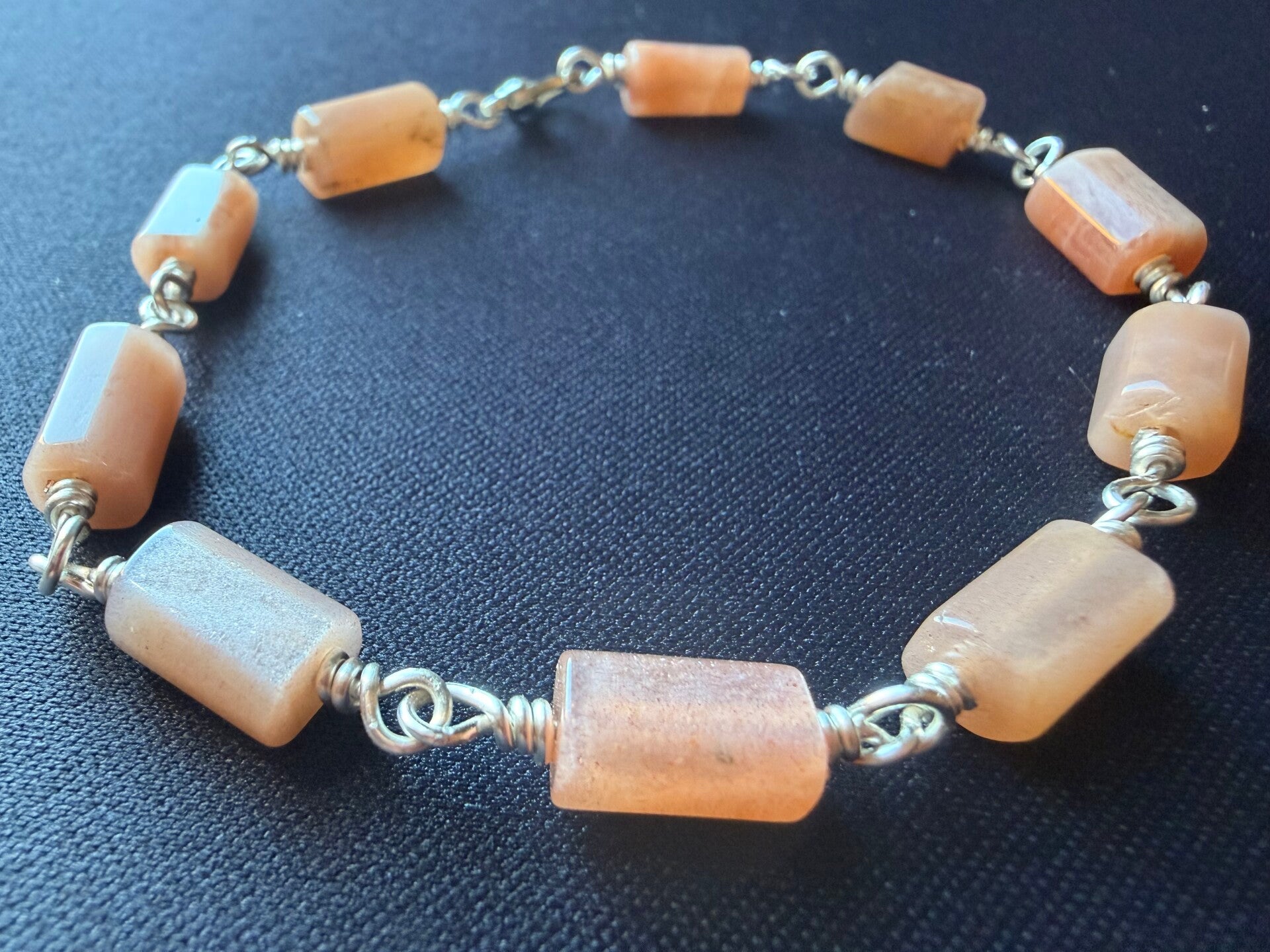 Sunstone crystal bracelet in silver plated copper wire