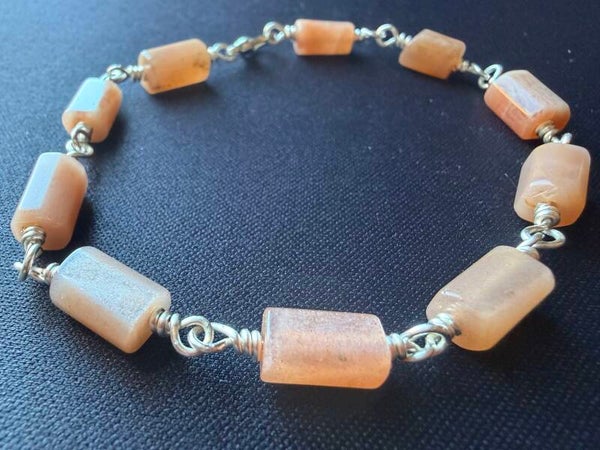 Sunstone crystal bracelet in silver plated copper wire