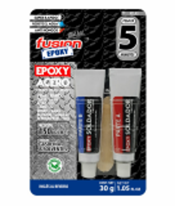 EPOXY ACERO SOLDADOR TUBO 5 MIN 30gr ATLA5 FUSION EPOXY BLACK LABEL
