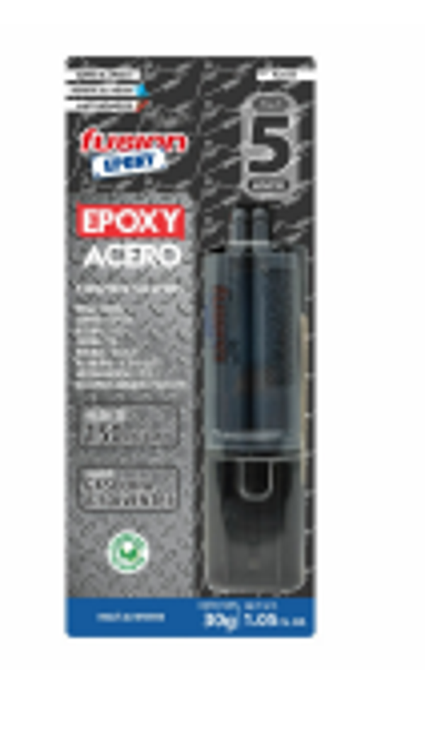 EPOXY ACERO LIQUIDO JERINGA 5 MIN 30gr AJLA5 FUSION EPOXY BLACK LABEL
