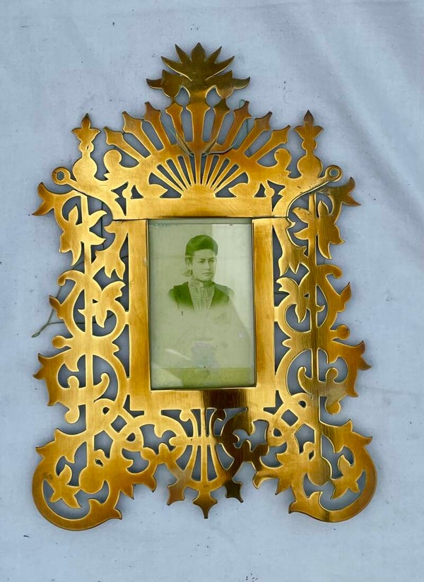 Sierlijke messing spiegel