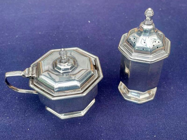 Antiek mosterd en zoutstel rond 1900