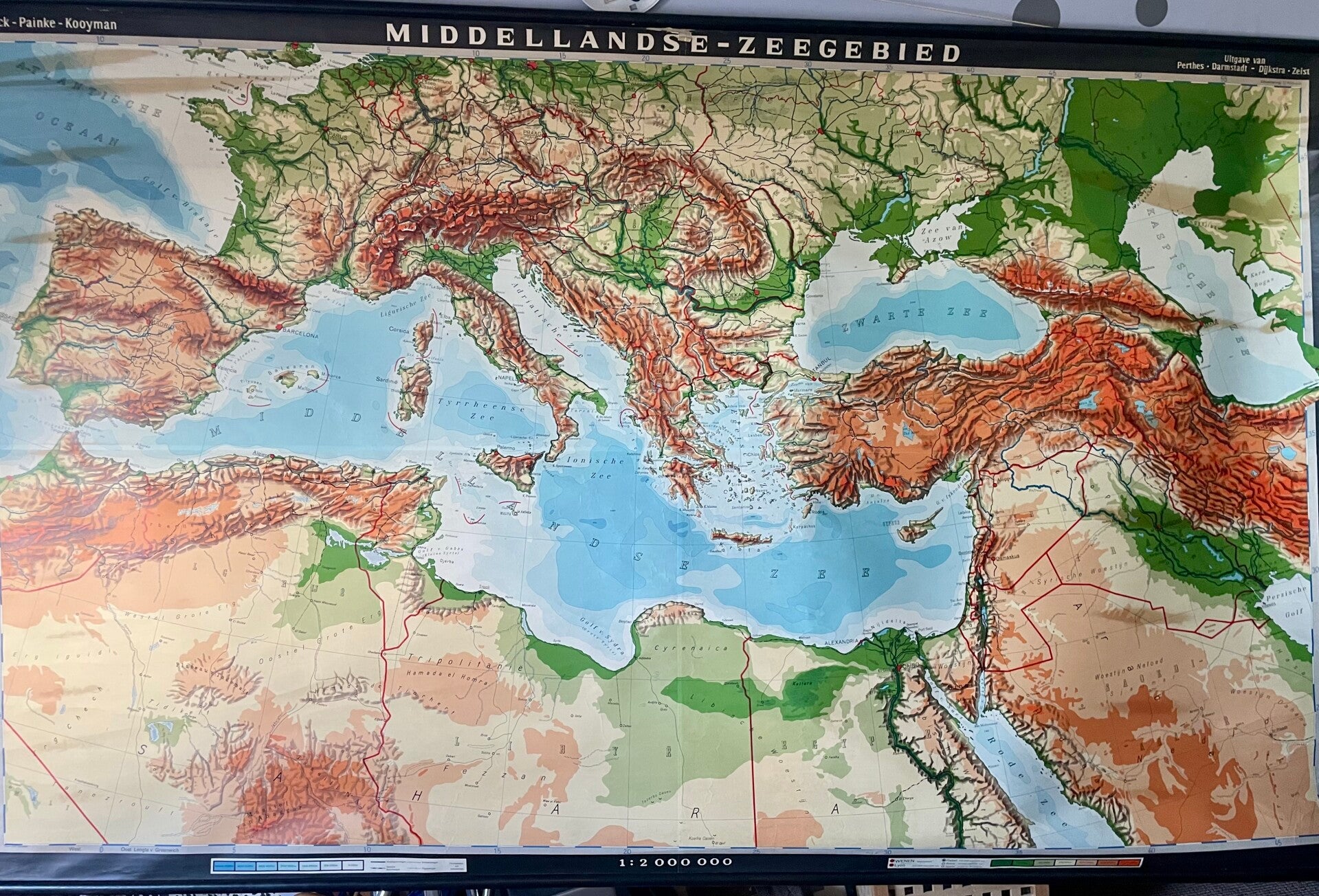 Landkaart het Middellands zeegebied