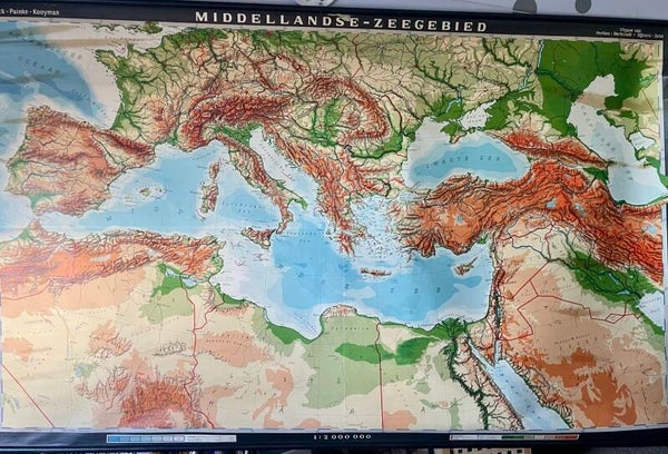 Landkaart het Middellands zeegebied