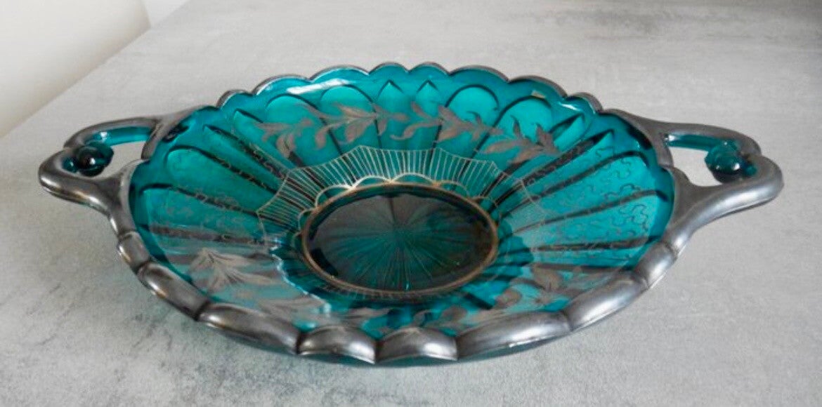 Murano tafelmiddenstuk verzilverd glas