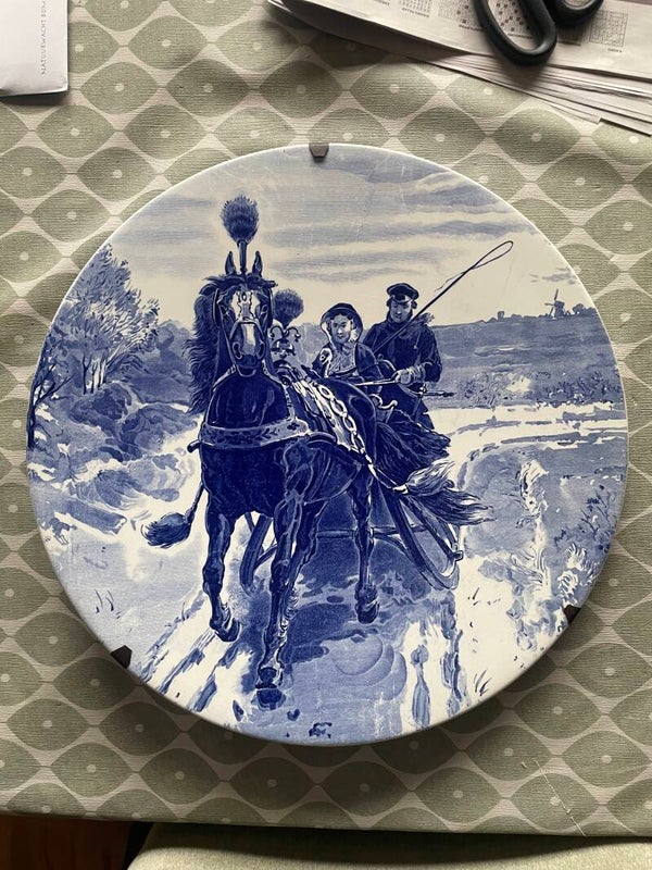 Delftsblauw wandbord ‘het Bruidspaar’ Otto Eerelman