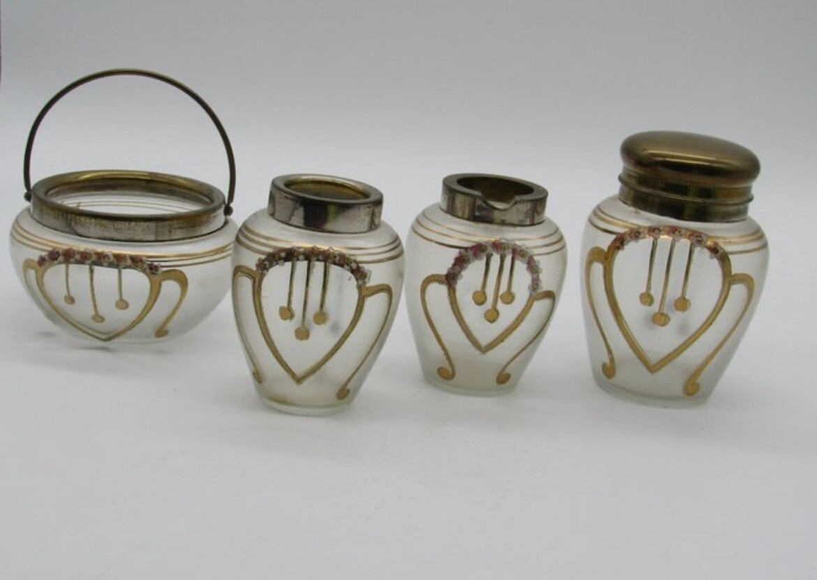 4-delig suiker en roomstel goud geschilderd 1900-1910