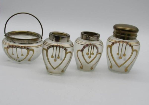 4-delig suiker en roomstel goud geschilderd 1900-1910