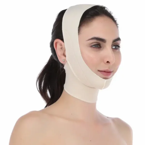 Mentonera facial cerrada, cuello medio, post lipoplastía de mentón, implantes faciales, ritidectomía, maxilofacial