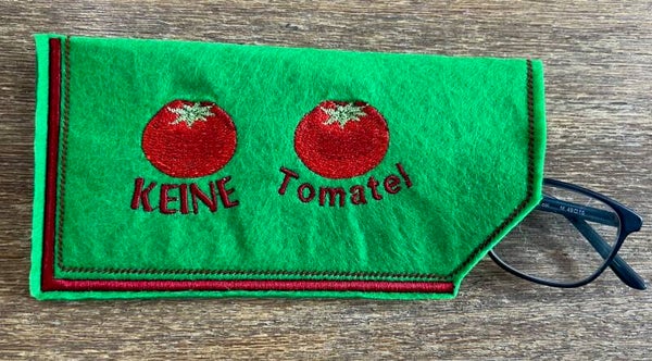 Filz-Brillenetui „KEINE Tomaten“ – Witziger Schutz in Giftgrün