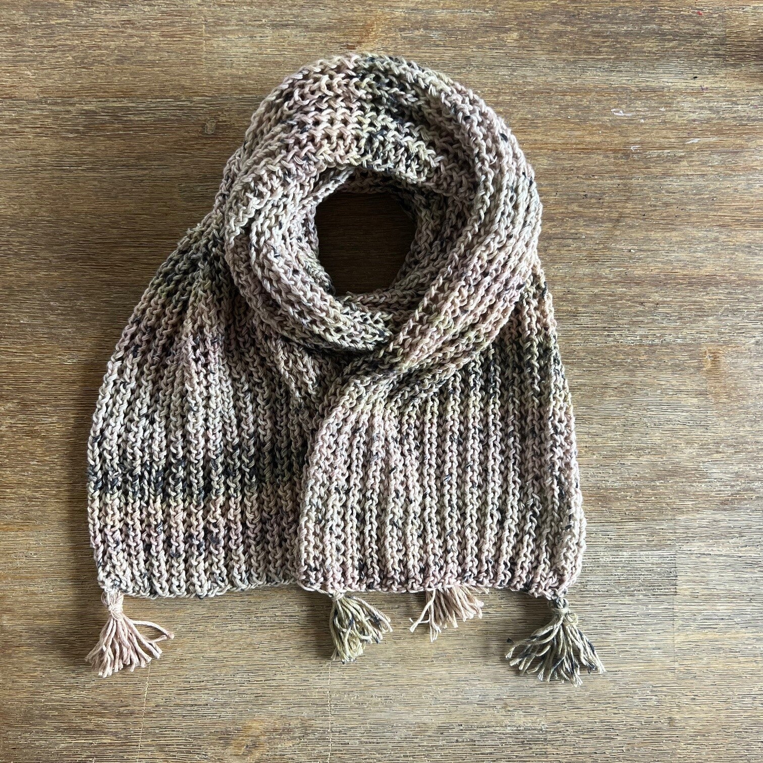 Handgefertigter Strickschal in Naturtönen – Baumwolle & Modal Einzelstück