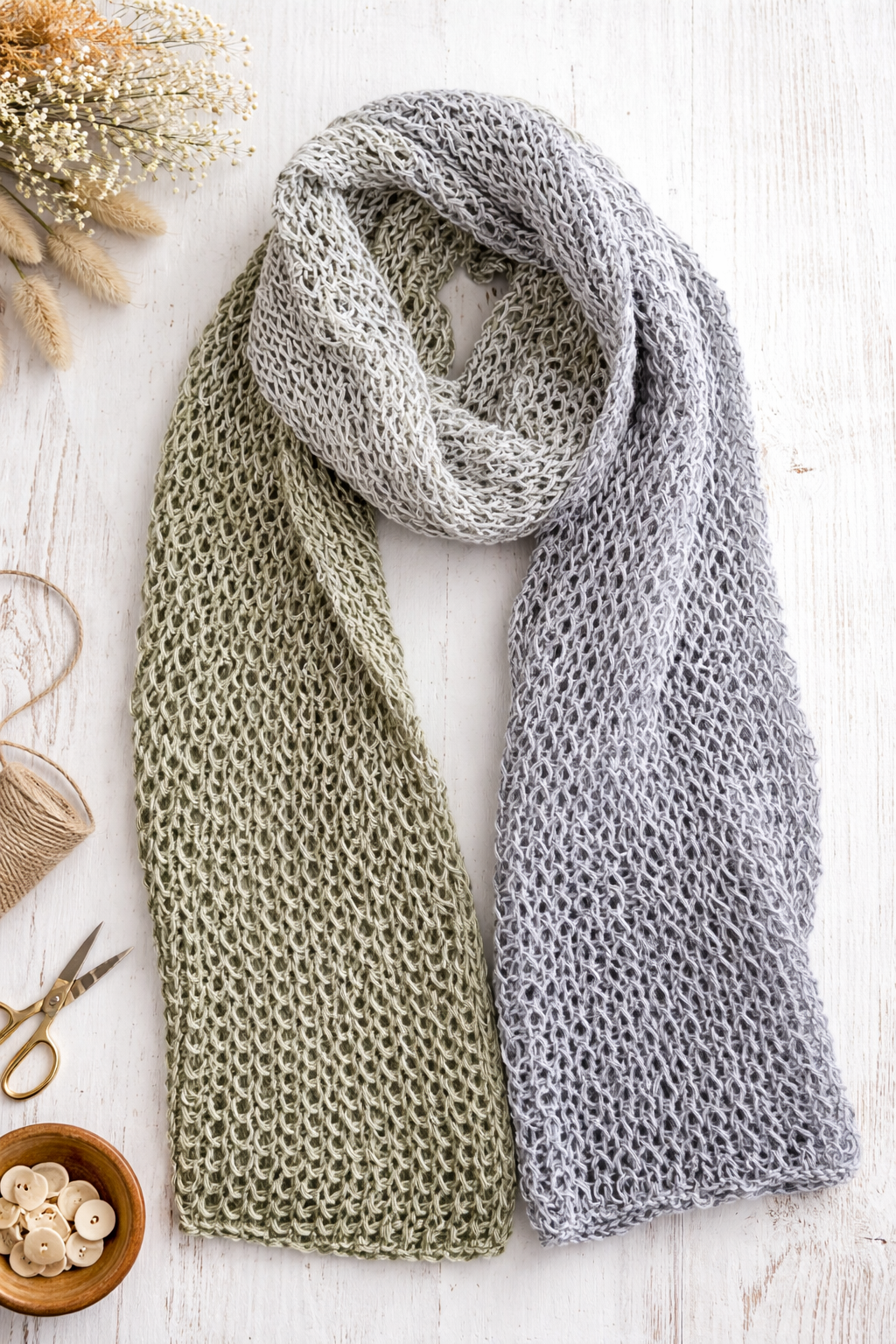 Leichter Sommerschal im Farbverlauf – Handgefertigt Einzelstück