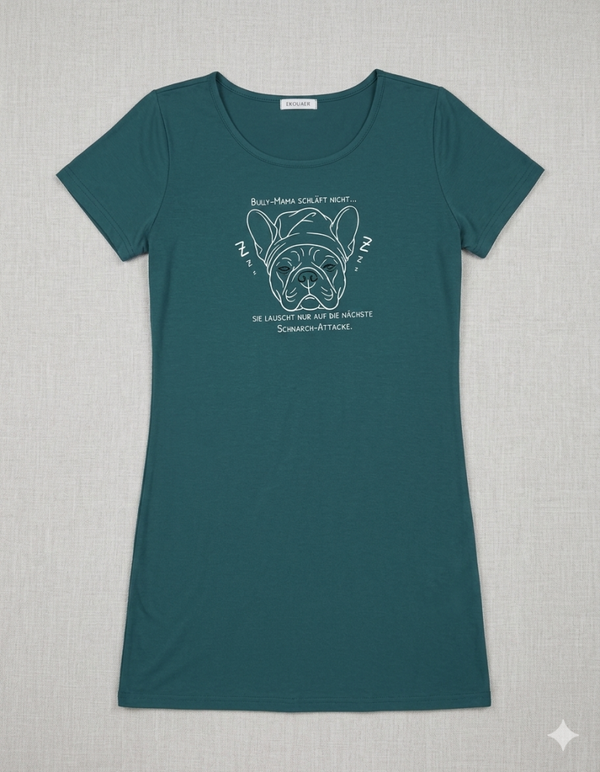 B-WARE! Sleep Shirt „Schnarch-Attacke“ – Dunkelgrün (Größe M)