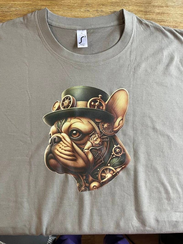 T-shirt, französische Bulldogge, Steampunk