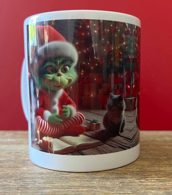 Tasse/Pott "Baby Grinch mit Katze"
